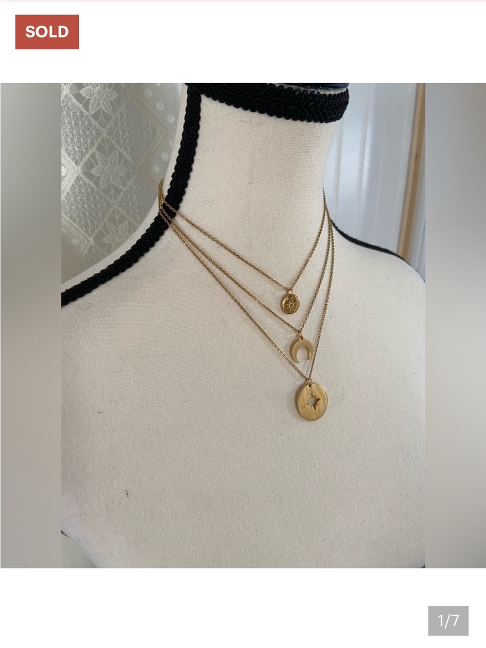 Triple-Layer Gold Celestial Pendant Necklace